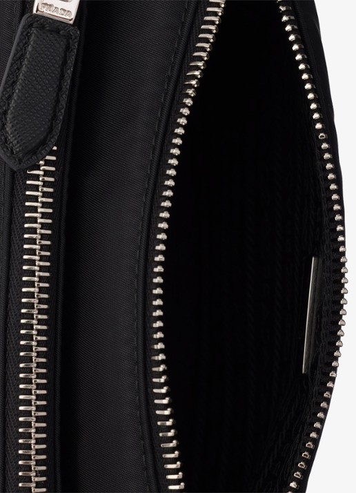 Prada Re-Nylon Mini schoudertas met leren details - detail 2 zwart
