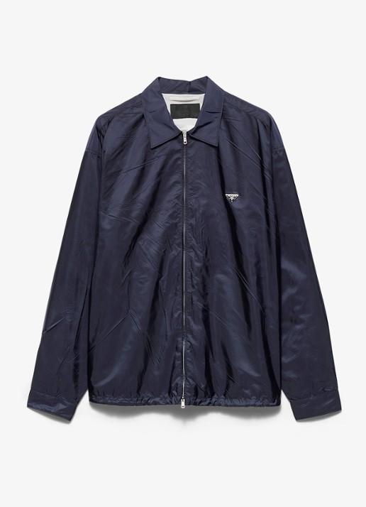 Prada Re-Nylon overshirt met logo - voorkant donkerblauw