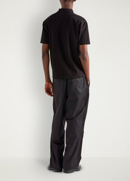 Prada Re-Nylon oversized fit polo van piqué katoen met halve rits - achterkant 4 zwart