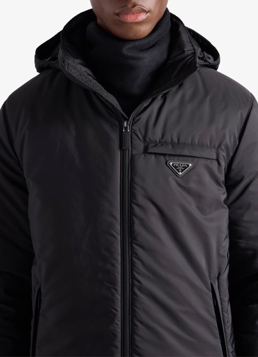Prada Re-Nylon oversized gewatteerde jas met donsvulling  - detail 2 zwart