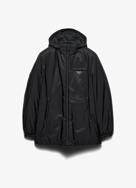 Prada Re-Nylon oversized gewatteerde jas met donsvulling  - voorkant 5 zwart