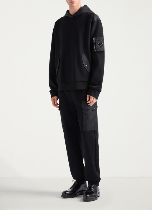 Prada Re-Nylon oversized hoodie met klepzakken - voorkant 3 zwart