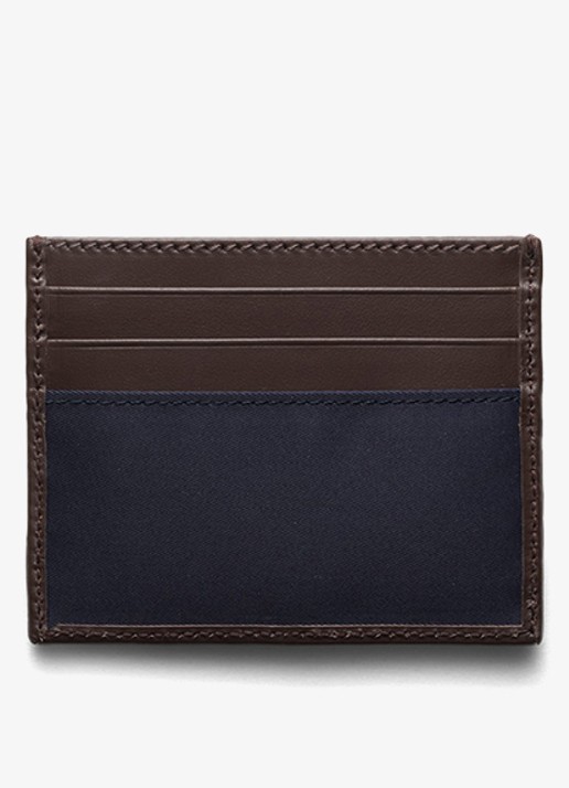 Prada Re-Nylon pasjeshouder met leren details - achterkant 3 donkerbruin