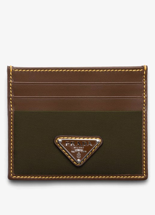 Prada Re-Nylon pasjeshouder met leren details - voorkant groen