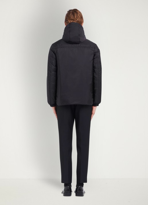 Prada Re-Nylon puffer jack met afneembare capuchon - achterkant 3 zwart