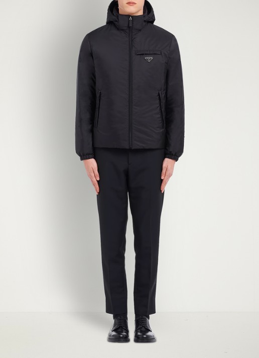 Prada Re-Nylon puffer jack met afneembare capuchon