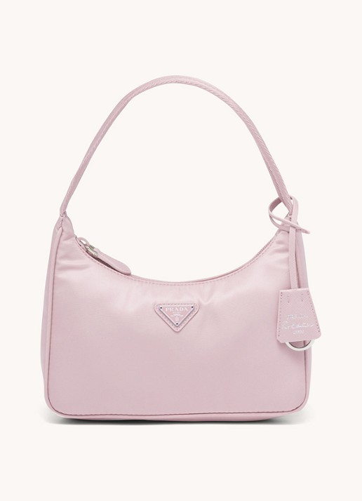 Prada Re-Nylon Re-Edition 2000 Mini schoudertas met logo - voorkant roze