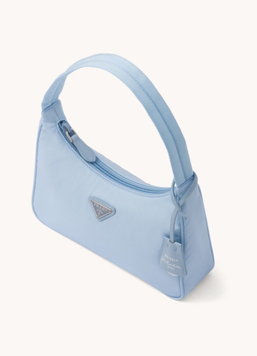 Prada Re-Nylon Re-Edition 2000 Mini schoudertas met logo - achterkant 5 lichtblauw