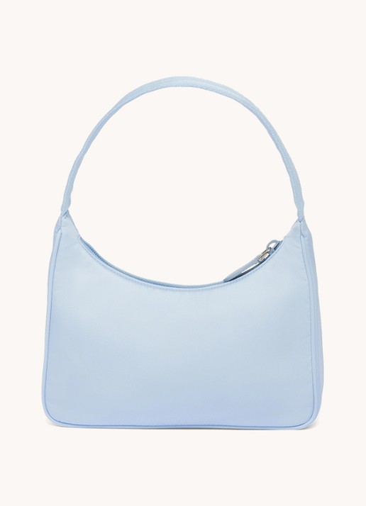 Prada Re-Nylon Re-Edition 2000 Mini schoudertas met logo - detail lichtblauw