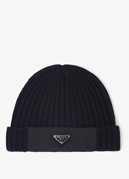Prada Re-Nylon ribgebreide muts met logo