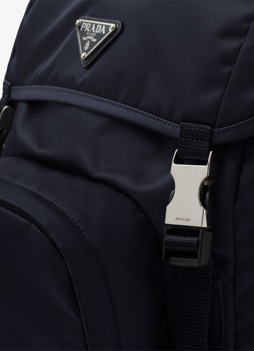 Prada Re-Nylon rugzak met kalfsleren details - detail 5 donkerblauw