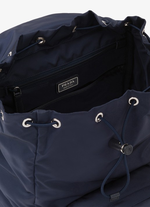 Prada Re-Nylon rugzak met kalfsleren details - detail 6 donkerblauw