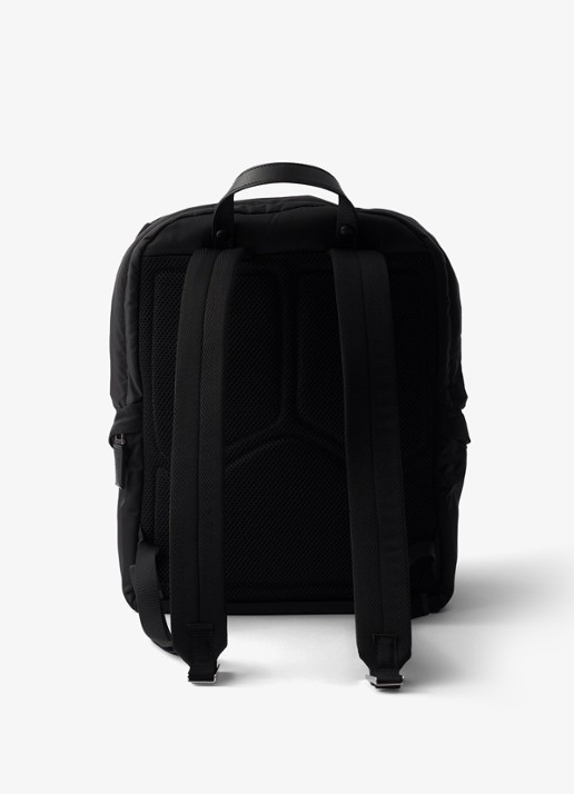 Prada Re-Nylon rugzak met leren details - achterkant zwart