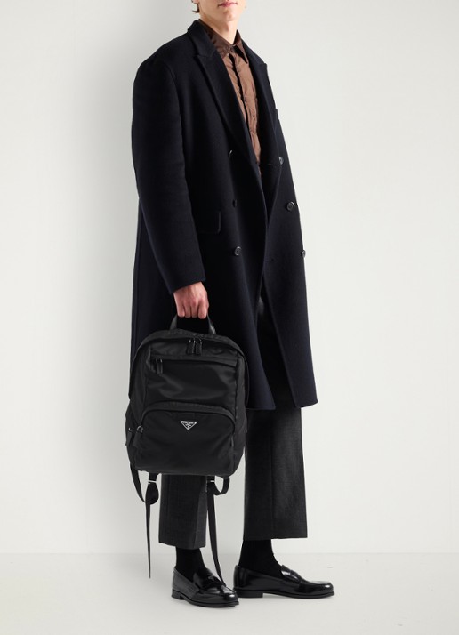Prada Re-Nylon rugzak met leren details - detail 6 zwart