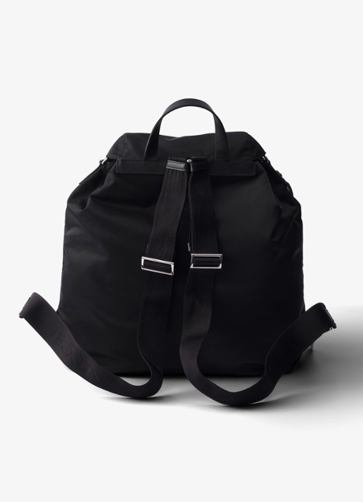 Prada Re-Nylon rugzak met leren details - achterkant zwart