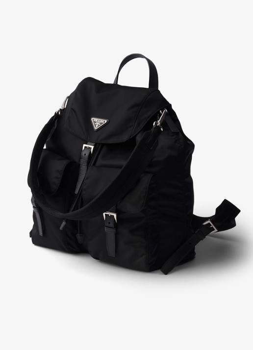 Prada Re-Nylon rugzak met leren details - voorkant 5 zwart