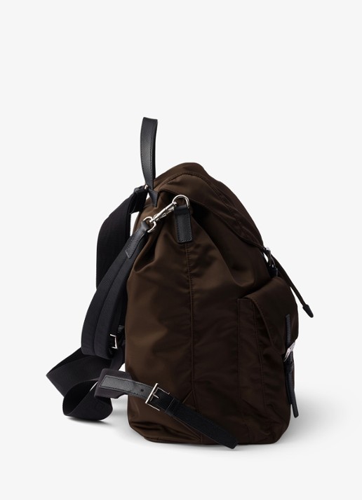 Prada Re-Nylon rugzak met leren details - detail 2 donkerbruin