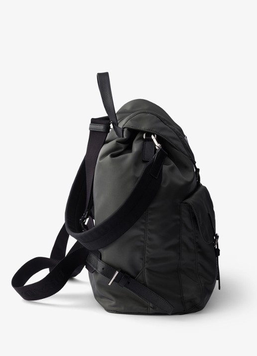 Prada Re-Nylon rugzak met leren details - detail 4 donkergrijs