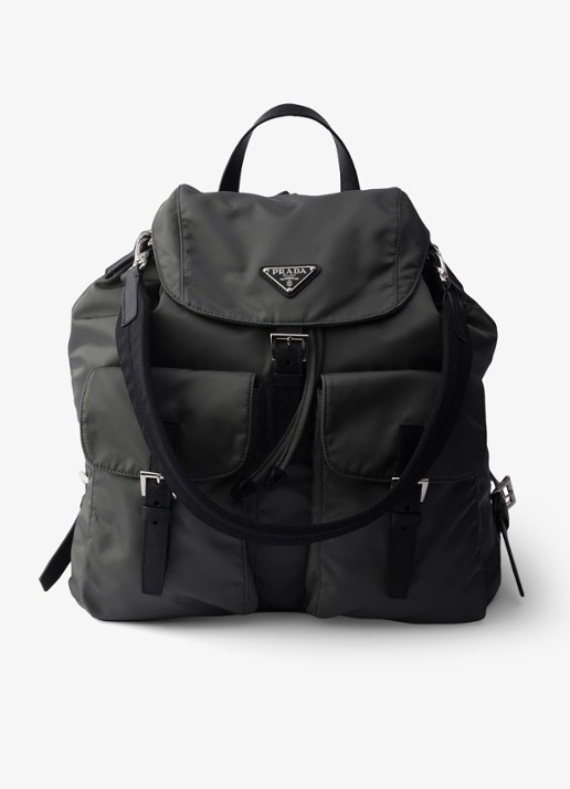 Prada Re-Nylon rugzak met leren details - voorkant 2 donkergrijs