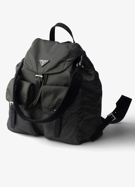 Prada Re-Nylon rugzak met leren details - voorkant 3 donkergrijs