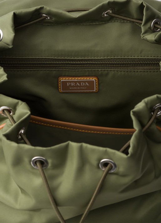 Prada Re-Nylon rugzak met leren details - detail 3 legergroen
