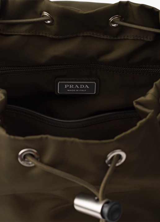 Prada Re-Nylon rugzak met leren details - detail 2 legergroen