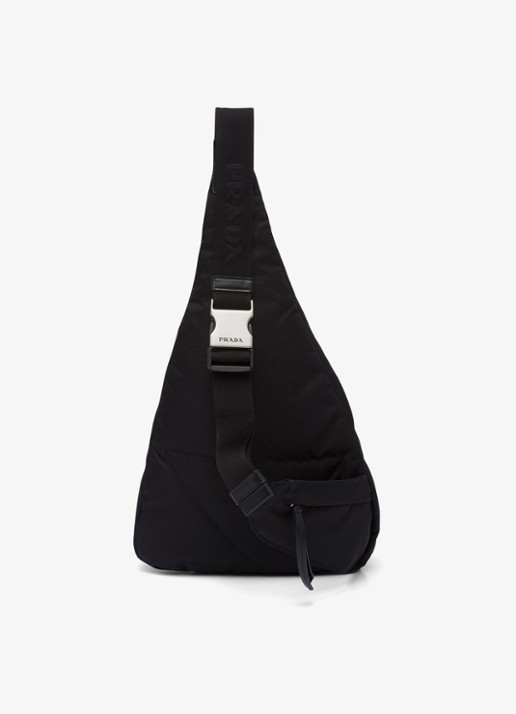 Prada Re-Nylon rugzak met leren details - achterkant zwart