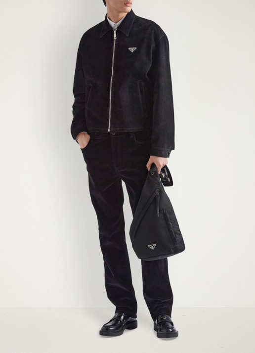 Prada Re-Nylon rugzak met leren details - detail 4 zwart