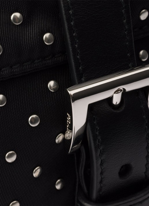 Prada Re-Nylon schoudertas met leren details en studs - detail 6 zwart