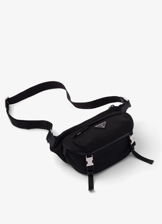 Prada Re-Nylon schoudertas met leren details - detail 4 zwart