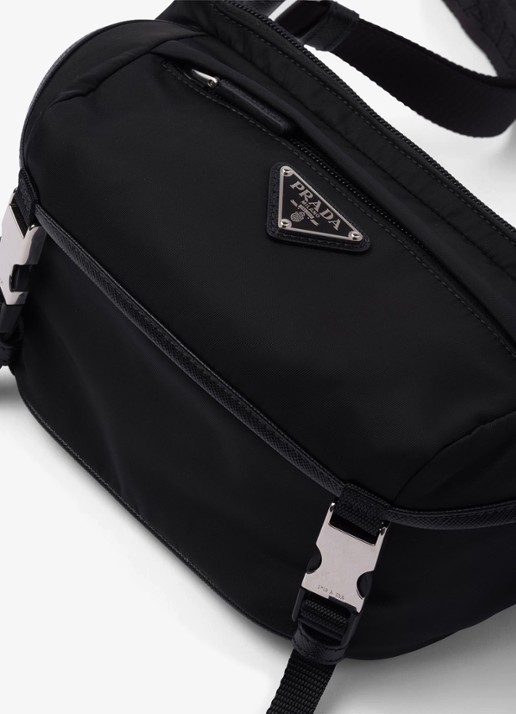 Prada Re-Nylon schoudertas met leren details - detail 6 zwart