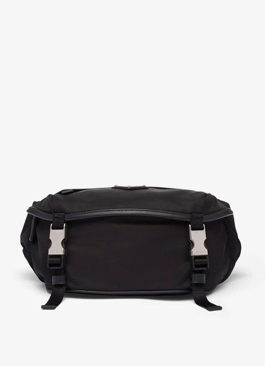 Prada Re-Nylon schoudertas met leren details - voorkant zwart