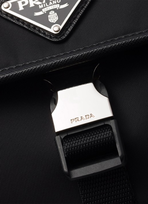 Prada Re-Nylon schoudertas met leren details - detail 5 zwart