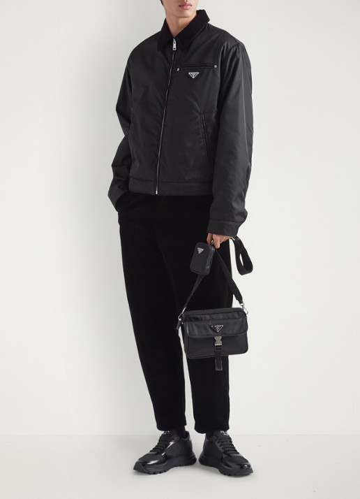 Prada Re-Nylon schoudertas met leren details - detail 6 zwart