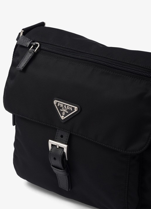 Prada Re-Nylon schoudertas met leren details - detail 4 zwart