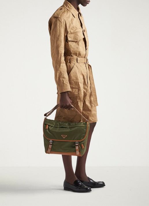 Prada Re-Nylon schoudertas met leren details - voorkant 3 legergroen