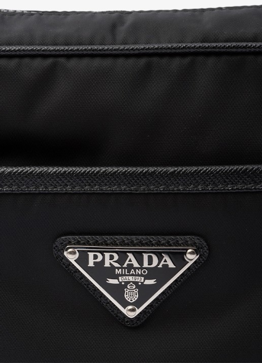 Prada Re-Nylon schoudertas met leren details - detail 2 zwart