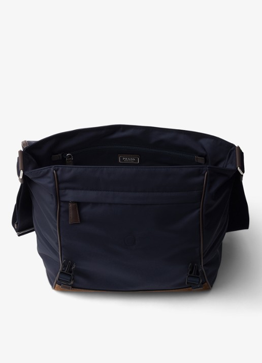 Prada Re-Nylon schoudertas met leren details - detail 5 donkerblauw