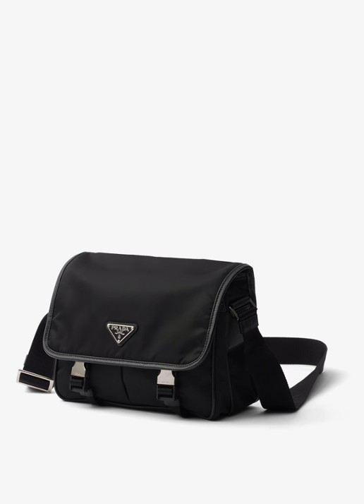 Prada Re-Nylon schoudertas met leren details - detail zwart
