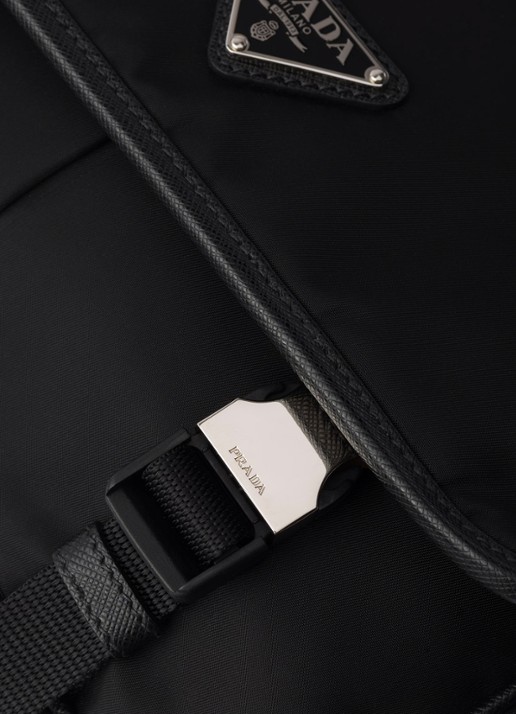 Prada Re-Nylon schoudertas met leren details - detail 3 zwart