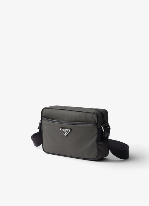 Prada Re-Nylon schoudertas met leren details - voorkant 5 antraciet