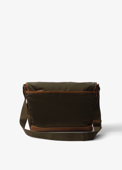 Prada Re-Nylon schoudertas met leren details - achterkant legergroen