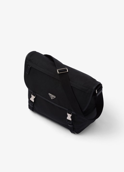 Prada Re-Nylon schoudertas met leren details - detail 3 zwart