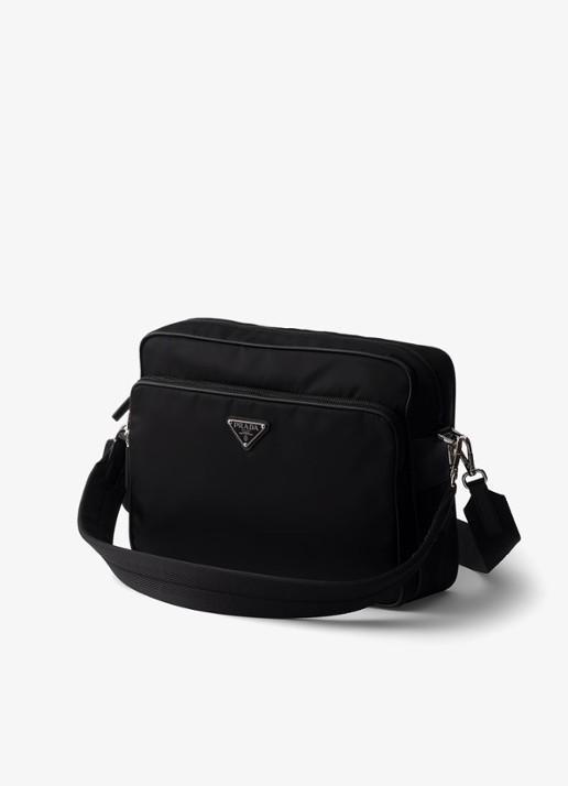 Prada Re-Nylon schoudertas met leren details - detail 2 zwart