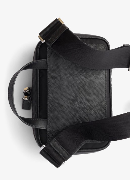 Prada Re-Nylon schoudertas met leren details - achterkant 3 zwart