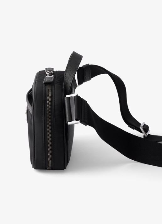 Prada Re-Nylon schoudertas met leren details - detail 4 zwart