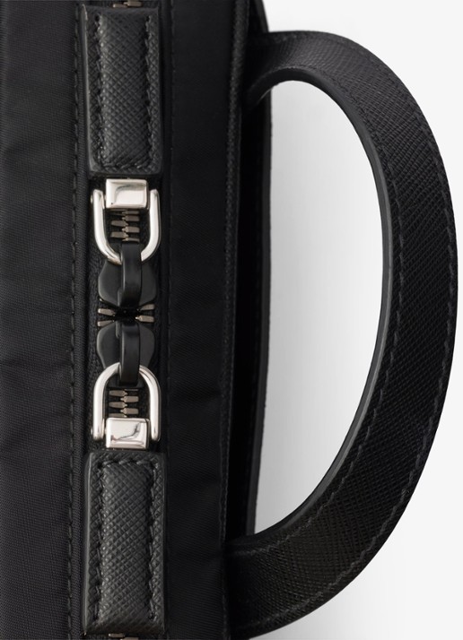 Prada Re-Nylon schoudertas met leren details - detail 5 zwart