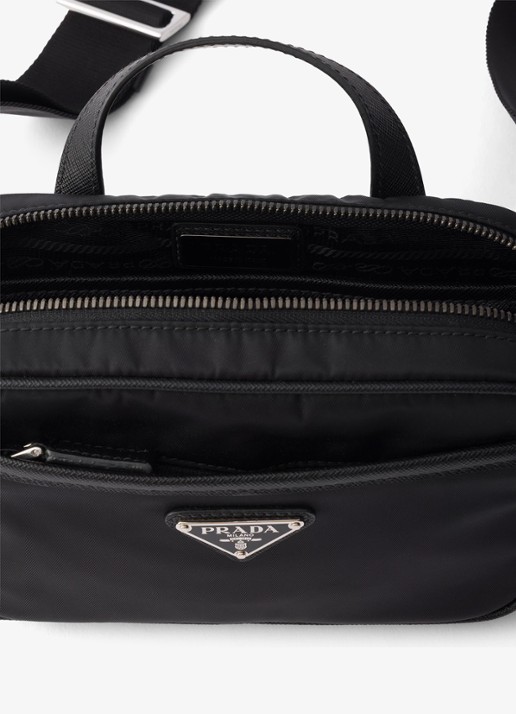 Prada Re-Nylon schoudertas met leren details - detail 6 zwart