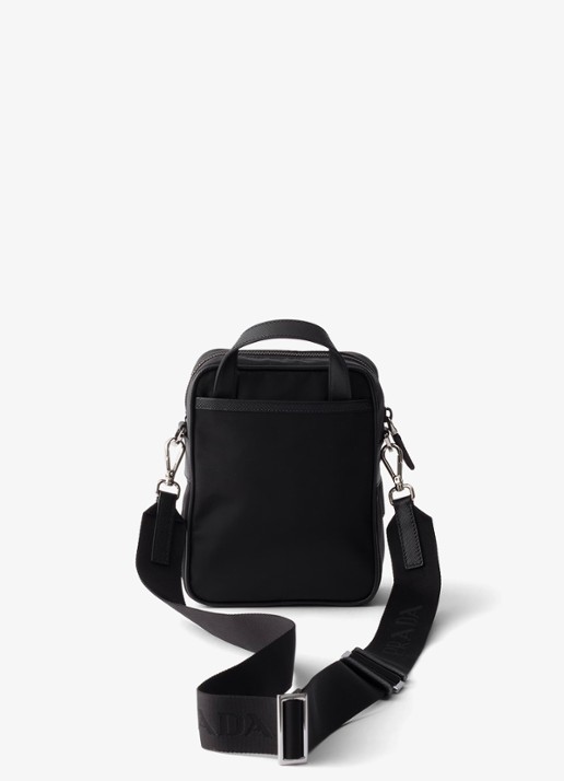 Prada Re-Nylon schoudertas met leren details - achterkant 7 zwart