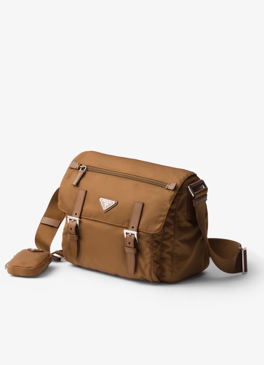 Prada Re-Nylon schoudertas met logo - voorkant 4 camel
